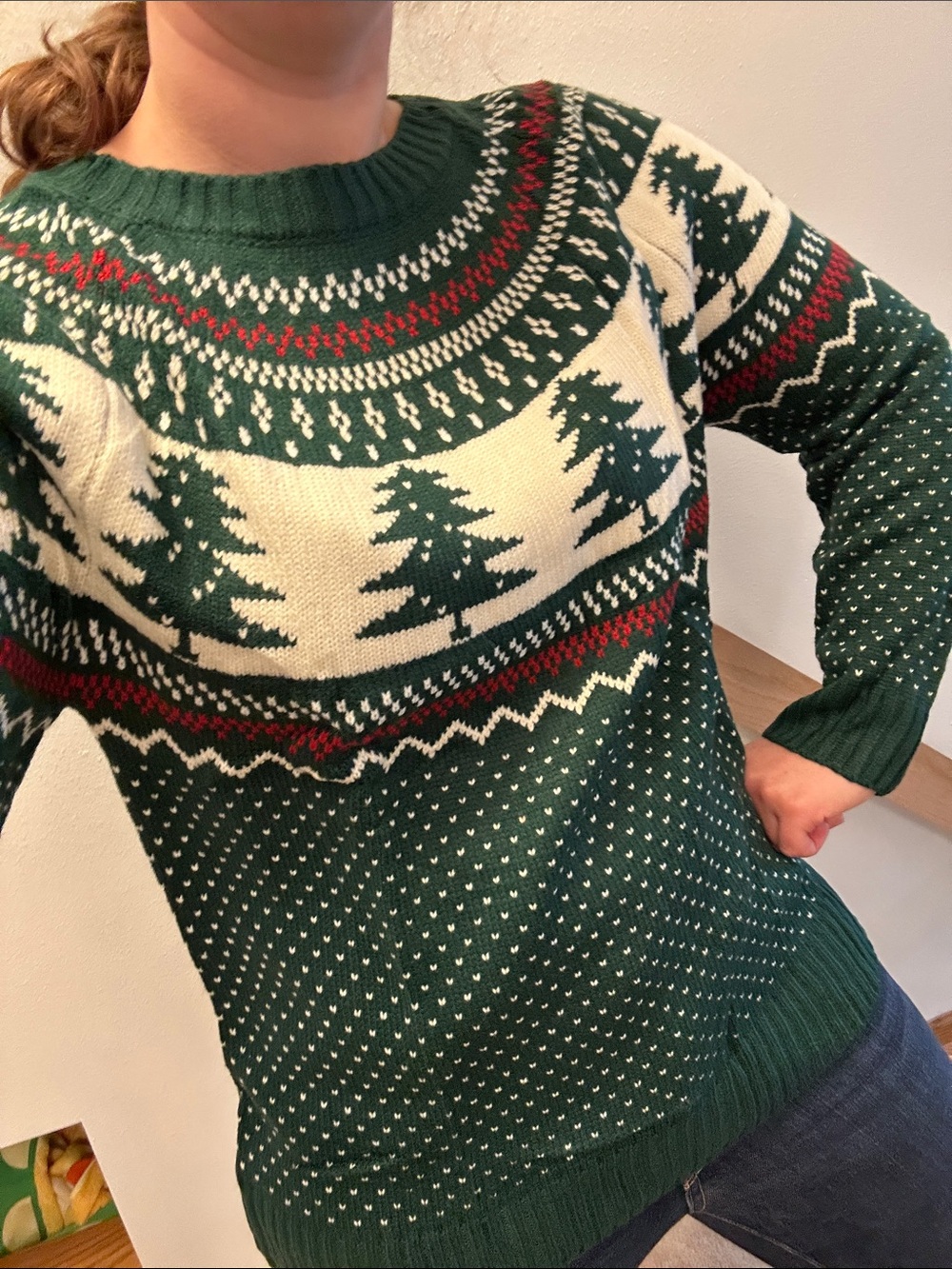 Women's Green Fair Isle Christmas Sweater